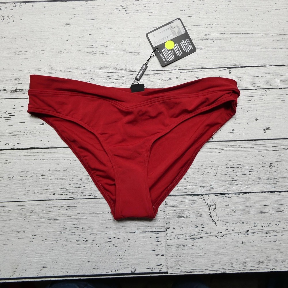 Jets Australia Jessika Allen Bikini Bottom Womens 10 Red Chilli Banded Swim Pant